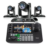 Tenveo NDI Cámara PTZ Zoom óptico 30X（3PCS） NDI PTZ - Controlador de Palanca de Mando para cámara LCD de 7 Pulgadas
