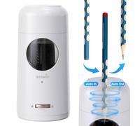 tenwin Sacapuntas Eléctrico Automático, Sacapuntas Recargable con Contenedor para Lápices de 7-11.5mm ＆ Lápices de Colores, Portátil y Seguro para, Casa, Oficina, Escuela (Blanco)
