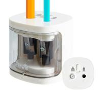 tenwin sacapuntas eléctrico, sacapuntas a batería de doble agujero para 6-12 mm No.2/lápices de colores, hoja duradera para afilar rápidamente, adecuado para la escuela/aula/oficina/hogar (blanco)