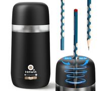 tenwin Sacapuntas eléctrico totalmente automático, recargable y portátil, afilado rápido de lápices y lápices de colores de 7 a 12 mm, ideal para el hogar, la oficina y la escuela (negro)
