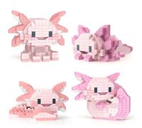 TENYEAH Mini Axolotl Klemmbausteine Set,4PCS Mini Bausteine Axolotl Tierfiguren Modell Baupielzeug,Tiereparty Geschenkbeutel Füllung,Partygeschenke für Erwachsene or Jugendliche Alter 14+
