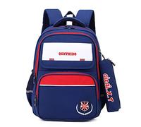 TENYELE Mochilas ligeras para portátil mochila escolar mochila primaria mochila grande bolsas de libros con estuche para lápices para adolescentes niñas mujeres mochilas ligeras, Azul oscuro con rojo