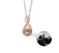 TENZHVXI Infinito personalizado collar de amor, personalizado collar de proyección de fotos de plata esterlina de oro rosa amor colgante Memorial regalo de boda para las mujeres