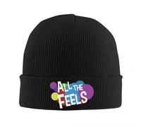 TENZKUIH Gorros de Topete de All The Feels Al revés Gorros de Gorro de Tope para Adultos Unisex de Moda de Estilo de Tejida para Exteriores Sombreros elásticos térmicos