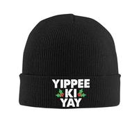 TENZKUIH Yippee ki Yay Logo Gorros de Punto Gorros de Punto Gorra de Punto Gorra elástica Femenina Masculina de Calle Gorros de Gorro de Resorte Estampados en KPOP