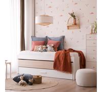 Teo cama nido con almacenaje blanco mate y natural duna para colchón de 90