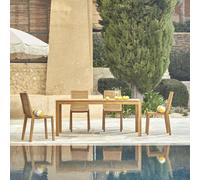 Téo - Conjunto de jardín de teca maciza con 4 sillas H 75 x B 180 x T 90 cm