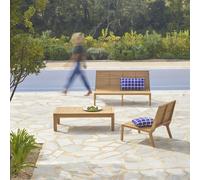Teo - Conjunto de jardín de teca maciza de 3 plazas H 35 x B 120 x T 60 cm