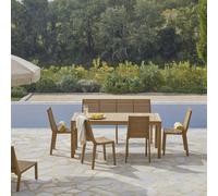 Téo - Conjunto de jardín de teca maciza de 6 plazas H 75 x B 180 x T 90 cm