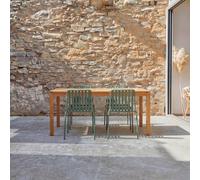Téo - Conjunto de jardín de teca maciza y metal green 4 sillas H 75 x B 180 x T 90 cm