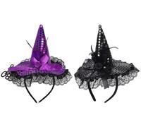 Teogneot 2PCS Diadema de Bruja,Sombrero de Bruja,Sombrero de Bruja de Halloween,Diadema De Halloween,Bruja Halloween