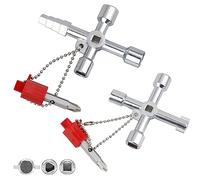 Teokantz 2 llaves universales para armario de 4 vías, llaves cuadradas, llaves triangulares, llaves cruzadas para contador de agua, contador de electricidad, radiadores, ascensores
