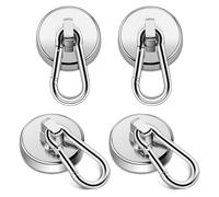 Teokantz 4 Piezas Ø 32mm Imanes Neodimio Gancho, Ganchos Magnéticos, Imanes con Gancho 36KG/79LBS, Ganchos Iman Plateado Giratorio de 360 Grados