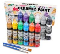 Teokantz Juego de pintura para porcelana, 12 x 25 ml, pintura para vidrio y porcelana a base de agua, pinturas cerámicas para hornear, pintura de cerámica para el hogar para tazas, platos, tazas de
