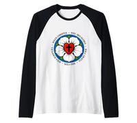 Teología Reformada Five Solas Cruz Luterana Flor Cristiana Camiseta Manga Raglan