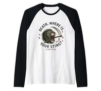 Teología Reformada Muerte ¿Dónde está tu aguijón 1 Cor 15:55 Camiseta Manga Raglan