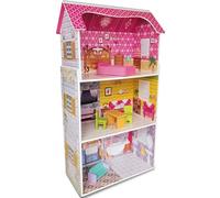 Teorema 40602 - Casa de muñecas de Madera con 3 Pisos y 5 Habitaciones, 96 cm de Altura, con decoración y decoración
