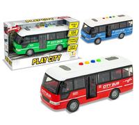 Teorema Bus de Juguete para niños, Escala 1:16, con Luces y Sonidos, Puertas Que se abren y Movimiento por fricción, Pilas Incluidas