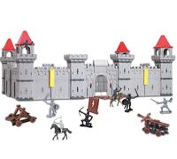 Teorema - Castillo Medieval de Juguete para niños, 72 x 50 x 33 cm, 93 Piezas, 4 Lados compatibles, con Soldados, Juego de Montaje
