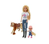 Teorema DEA - Muñeca Moderna mamá e Hija con Ponis, Juego Familiar con Accesorios, Aspecto Elegante y Rodillas Plegables, Juego para niñas a Partir de 3 años