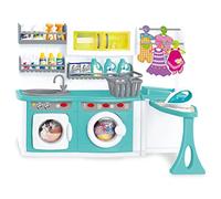 Teorema Giocattoli 67061 - Set de lavandería de Juguete para niños con Efectos sonoros y Luminosos Reales, Puertas abatibles, con Lavadora, Plancha, recipientes detergentes y Ropa de cartón