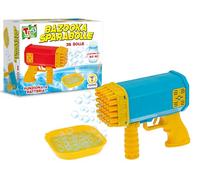 Teorema Giocattoli, Bazooka - Pistola de burbujas de jabón automática para niños con 36 orificios, juego de exterior con líquido incluido, disparador de burbujas a batería