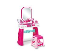 Teorema Giocattoli, Espejo mágico para niña con Taburete, estación de Maquillaje con Luces LED y Sonidos táctiles, Mesa de Maquillaje interactiva, secador de Pelo a Pilas y joyero