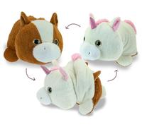 Teorema Giocattoli, Peluche Reversible 2 en 1 con Caballo y Unicornio, Peluche para recién Nacidos, se Gira y transforma, Juego ecológico Seguro 0+ Meses, Idea de Regalo para Nacimiento, 22 x 30 x 18