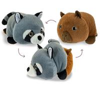 Teorema Giocattoli, Peluche reversible 2 en 1 Mapache y Capybara, muñeco suave para recién nacidos, se gira y transforma, juego ecológico seguro 0 + meses, idea de regalo para nacimiento, 22 x 34 x 20