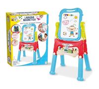 Teorema Giocattoli, Pizarra magnética para niños con caballete, dos en uno con lado blanco borrable y lado yeso, altura 110 cm y accesorios incluidos