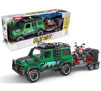 Teorema Giocattoli Play City - Coche todoterreno de juguete con remolque y moto incluida, luces y sonidos reales, movimiento de embrague, juego de aventura para niños