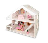 Teorema Hecho de Madera - Casa de muñecas de Madera con solario y Accesorios, casa Grande de 58,5 x 24 x 56 cm para niña a Partir de 3 años, casa de muñecas Completa
