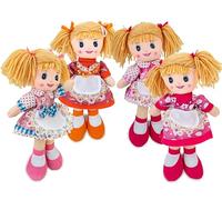 Teorema - Muñeca de Trapo con Delantal Bordado, muñeca de Tela con Pelo de Lana, Juguete para niños, Altura 30 cm