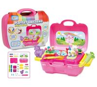 Teorema, Plasti Art - Playset Unicornio con Pasta moldeable, maletín de Juego y almacenaje, 4 Bloques de 50 g, extrusor, moldes, Rodillo y Accesorios creativos