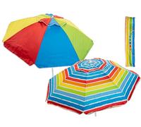 Teorema - Sombrilla de playa de Oxford, diámetro 200 cm, tubo 28/32 mm, altura 119 cm, con cortavientos y bolsa de transporte de PVC, multicolor