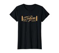 Teoría de la música Notación Clásica Jazz Art Músico Compositor Camiseta gráfica económica, Mujer, Negro, XS