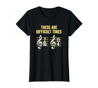Teoría Musical Divertida Estos Son Tiempos difíciles Ritmo músico Camiseta gráfica económica, Mujer, Negro, XS