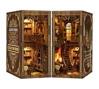 Teoryieer Book Nook Biblioteca Antigua con Luces, Maqueta de Madera Puzzle 3D DIY Miniatura para Construir, Sujetalibros Diorama, Decoración Salón, Regalo Intelectual y Refinado