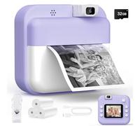 Teoryieer Cámara de Fotos Instantánea, Pantalla HD de 2.0 Pulgadas y 48 MP, 1080P cámara de Fotos Infantil, Tarjeta de 32 GB y 3 Rollos de Papel de Impresión (Púrpura)