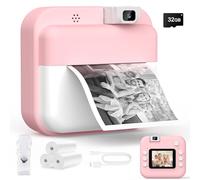 Teoryieer Cámara de Fotos Instantánea, Pantalla HD de 2.0 Pulgadas y 48 MP, 1080P cámara de Fotos Infantil, Tarjeta de 32 GB y 3 Rollos de Papel de Impresión, Ideal para Niños de 3 a 12 Años (Rosa)