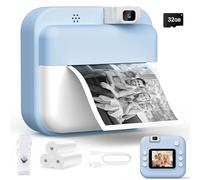 Teoryieer Cámara de Fotos Instantánea, Pantalla HD de 2.0 Pulgadas y 48 MP, 1080P cámara de Fotos Infantil, Tarjeta de 32 GB y 3 Rollos de Papel de Impresión, Ideal para Niños de 3 a 12 Años (Azul)