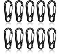 Teouuas 10 Piezas Mosquetones, Mosquetones Pequeños, Mosqueton Acero Inoxidable, Mosqueton Llavero, para Camping Senderismo Viajes Pesca Deportes al Aire Libre (Negro)