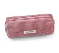 Teouuas Estuche de Tela de Pana para Lápices, Estuche Escolar de Gran Capacidad, Portátil Multifuncional Pencil Case con Cremallera, para Niñas Niños Adolescentes Escuela Oficina, Rosa
