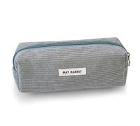 Teouuas Estuche de Tela de Pana para Lápices, Estuche Escolar de Gran Capacidad, Portátil Multifuncional Pencil Case con Cremallera, para Niñas Niños Adolescentes Escuela Oficina, Gris