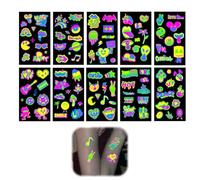 TEOZBLU 10 Hojas Tatuajes Fluorescentes Brillan, Tatuajes Temporales, Tatuajes Fiesta Luminoso, Tatuajes Temporales Adultos Y NiñOs, Tatuajes CumpleañOs Juegos, Divertidas Regalo, Calcomanias