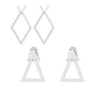 TEOZBLU 2 Pares Pendientes Mujer Plata Retro Oreja Triángulo Chaquetas Pendientes Hueco Doble Capa Cuelgan Frente Espalda Espárragos Pendientes Minimalista Geométrica Rombo Joyería Regalos Mujeres