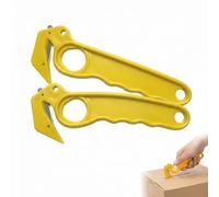 TEOZBLU 2 Piezas Cutter de Seguridad, Abridor de Cajas Portátil para Almacén y Oficina, Cuchillo para Cartón, Plástico y Film, Herramienta de Corte Profesional, Color Amarillo