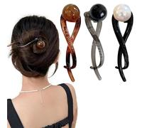 TEOZBLU 3 Pcs Pinza Pelo Mujer, Pinza Perla de Una Palabra, Antideslizantes, Pinzas Grandes Para el Pelo, Para Cabello Grueso, Accesorios Para Peinados Para Mujeres y Niñas, Accesorios Pelo Mujer