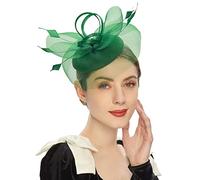 Teparty fascinator Kentuckys Derbys sombrero fascinador caja de pastillas sombrero diadema para cóctel banda de sudor para yoga (verde, talla única)
