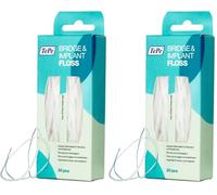 TePe Bridge & Implant Floss, 30 ud., hilo dental ancho apto para brackets, puentes e implantes, herramienta eficaz para eliminar la placa interdental (Paquete de 2)
